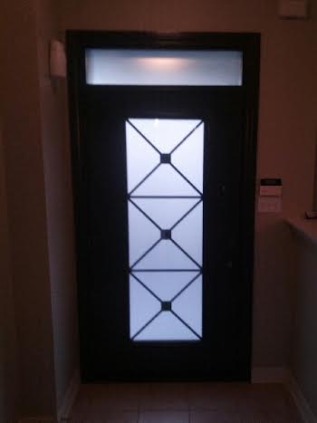 Fiberglass door-Fiberglass Excaliber Design wth frosted glass installed in Thornhill by windowsanddoorstoronto.ca-Inside View