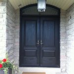 Executive Door- woodgrain Door with Matching Acrh Ransom & Multi Point Locks installed in Woodbridge Ontario by Windows and Doors Toronto
