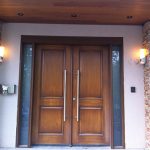 Modern Wood Grain Double Doors with Side Lites Installed by Windows and Doors Toronto