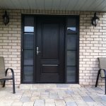Wood Grain Door with Frosted Glass Side Lites Installed by Windows and Doors Toronto