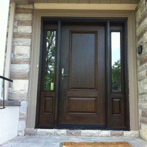Wood grain Door Solid Door with 2 Side Lites Installed by Windows and Doors Toronto in Oshawa