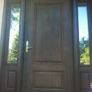 Wood grain Door, with 2 Side Lites installed by Windows and Doors Toronto