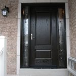 Wood grain Door with 2 Stained Glass Side Lites Installed by Windows and Doors Toronto