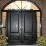 Wood grain Doors, Solid Double Door with 2 Side Lites and Beautiful Matching Arch Transom installed by Windows and Doors Toronto in Burlington