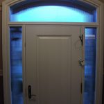 Wood grain door with 2 side lites and arch transom - Inside View by Windows and Doors Toronto