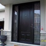 wood grain Door with 2 Iron Art Side Lites installed in Mississuaga installed by Windows and Doors Toronto