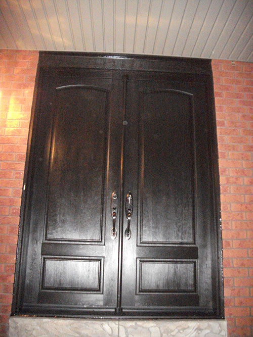 8 Foot Doors, Fiberglass Wood Grain Double Doors with Multi Point Locks Installed by Windows and Doors Toronto