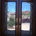 8 Foot Doors, Wrought Iron Woodgrain Milan Design Double Doors Installed By Windows and Doors Toronto