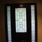 Custom Doors-Fiberglass Single Front Door- Stained glass with 2 Side Lights installed by Windows and Doors Toronto in Oshawa Inside View