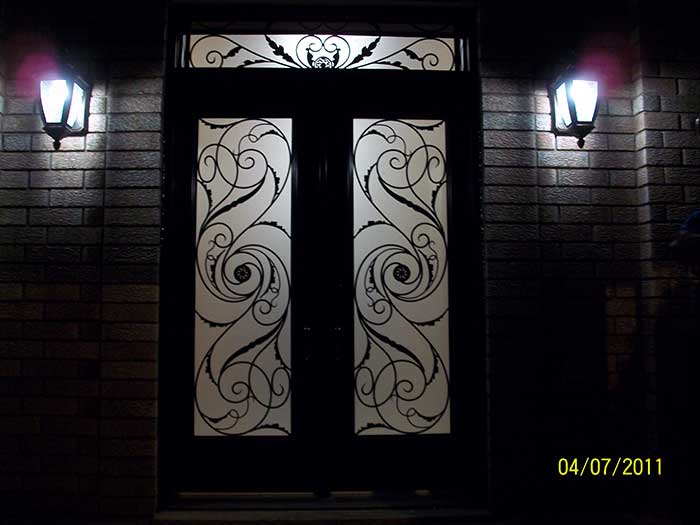 Custom Doors- Fiberglass doors- Milan design & Matching Transom Installed by Windows and Doors Toronto in Oakville