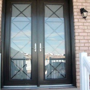 Custom Doors, Milan-Design-Fiberglass-8-Foot-Double-Front-Door-with-Multi-Point-Locks-Installed by Windows and Doors Toronto-in-Vaughan