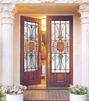 Gold Lion Stained Glass Fiberglass Doors by Windows And Doors Toronto