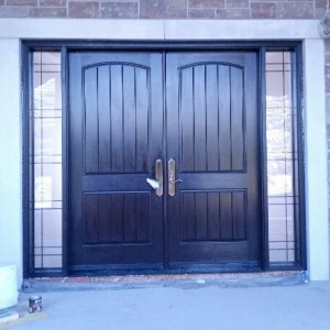 Oversized Rustic Front Entry Doors with 2 Side Lites installed in New Construction Custom Home in Klineburg by windowsanddoorstoronto.ca