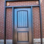 Rustic Door, Single Solid Fiberglass Front Door with 2 Side Lites and Transom installed by Windows and Doors Toronto