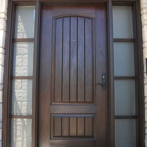 Rustic Door, Single Solid Fiberglass Woodgrain Door With and 2 side Lites Installed by Windows and Doors Toronto in Richmondhill