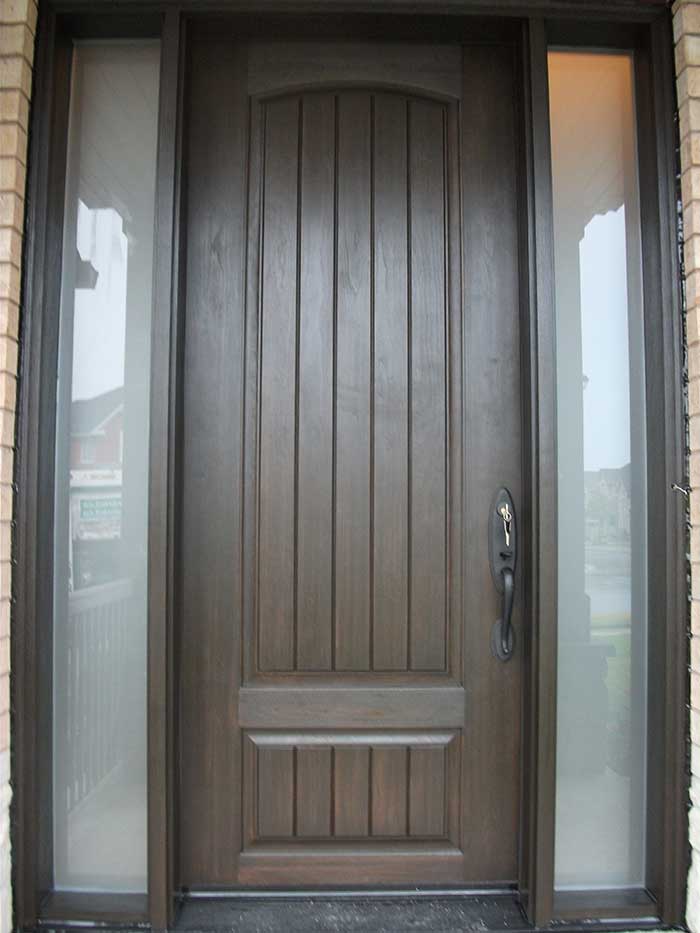 Rustic Doors With 2 Frosted Side Lites Installed by Windows and Doors Toronto in Thornhill