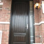 Rustic Doors, Woodgrian Solid Single Front Door with Frosted side Lite Instlled by Windows and Doors Toronto in Hamikton Ontario