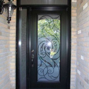 Smooth Door with Slim Side Lite and Transom installed by Windows and Doors Toronto in Scarborough
