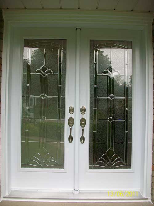 Smooth Stained Glass Doors with Multi point Locks Installed by Windows And Doors Toronto