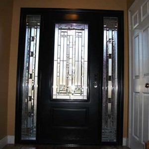 Stained Glass Door with 2 Side Lites installed in Kingston Ontario - Inside View by Windows And Doors Toronto