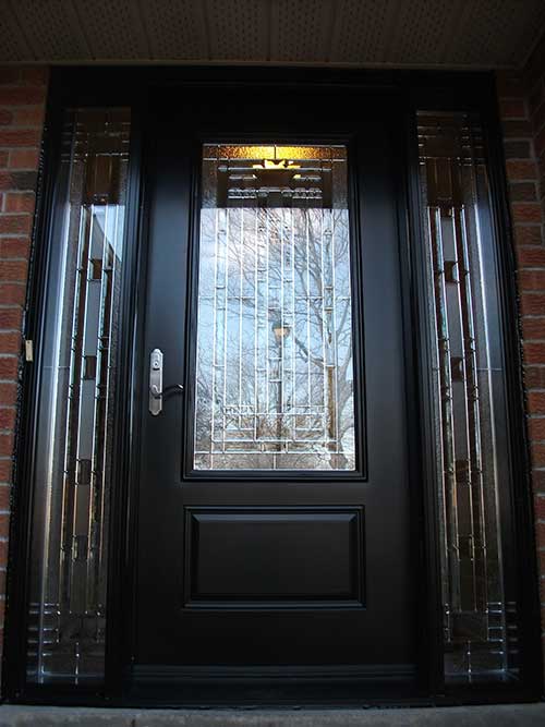 Stained Glass Door with 2 Side Lites installed in Kingston by Windows And Doors Toronto