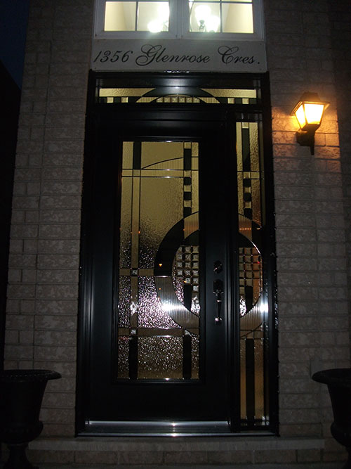 Stained Glass Door with Side Lite and Transom Installed by Windows And Doors Toronto