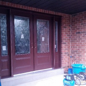 Stained Glass Fiberglass Doors with 2 Side Lites installed by Windows And Doors Toronto in Richmond Hill