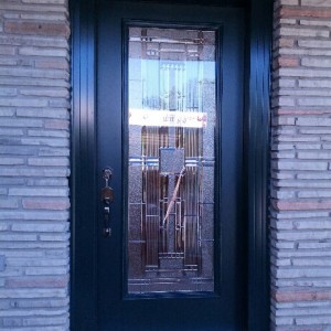 Stained Glass Smooth Fiberglass Single Door Installed by Windows And Doors Toronto