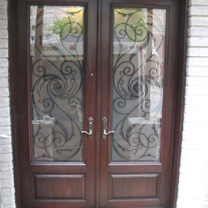 Wrought Iron Double Doors Serafina Design with Multi Point Locks Installed by Windows and Doors Torontoin North York