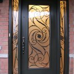 Wrought Iron single Exterior Door Milan Design with 2 side Lites, Outside View Installed by Windows and Doors Toronto