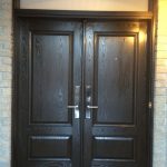 Custom doors-woodgrain Fiberglass doors with Transom installed in Thornhill by windowsanddoorstoronto.ca