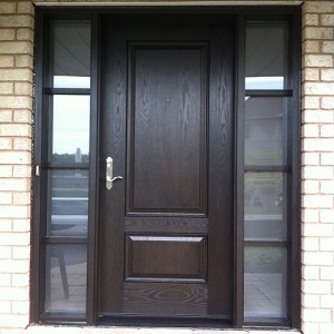 Wood Grain Solid Door with Frosted Glass Side Lites Installed by Windows and Doors Toronto