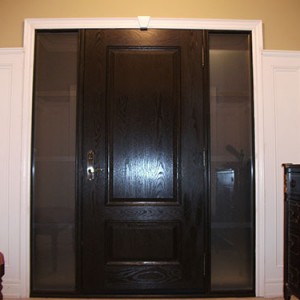 Wood grain Entrance Door with 2 Side Lites-Inside View Installed by Windows and Doors Toronto