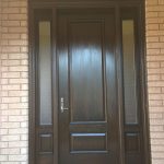 Wood grain Fiberglass Single Door with 2 Side Lites installation by Windows and Doors Toronto