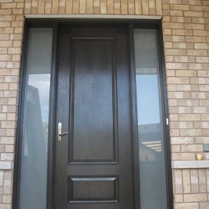 Wood grain Solid Door with 2 Frosted side lites Installed by Windows and Doors Toronto in Maple