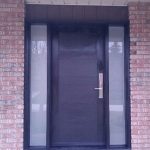 Fiberglass 4 Panel Front Dor with 2 Frosted Sie Lites and Multipoint Locks installed in Thornhill-Ontario windowsanddoorstoronto.ca