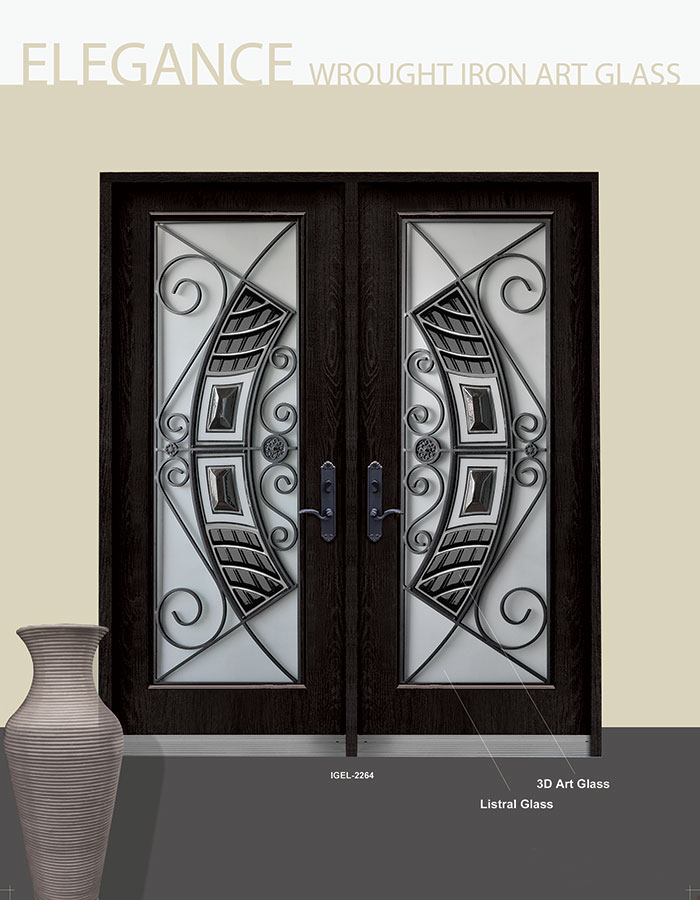 Stainless Steel Elegance Design with Wrought Iron Design and Stained Glass Fiberglass Doors by Windows and Doors Toronto