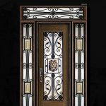 Victorian Wrought Iron Desgn and Stained Glass Fiberglass Door with 2 Side Lite and Transom by Windows and Doors Toronto