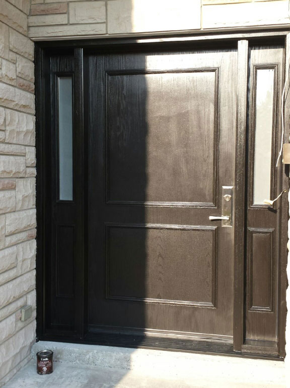 Fiberglass Executive Woodgrain Door with 2 side lites